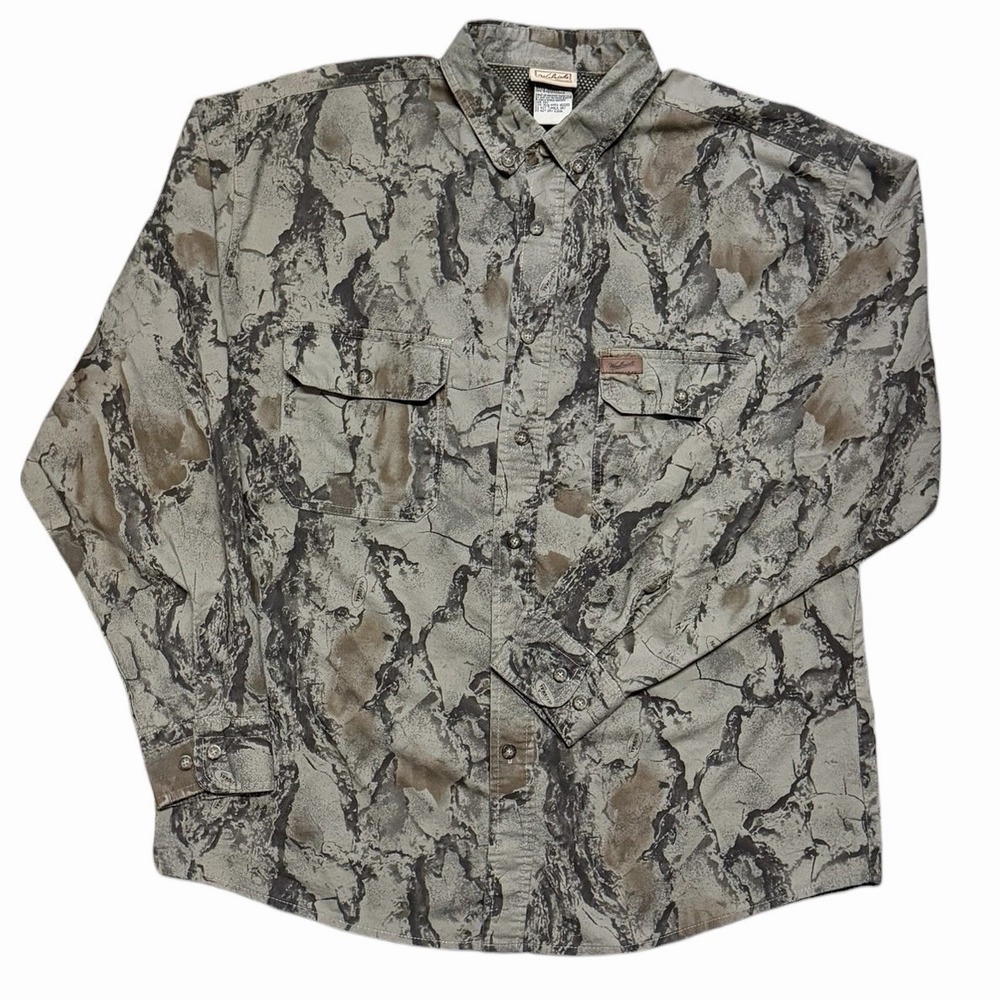 Woolrich Outdoor Guide Long Sleeve Shirt Men's Large Natural Gear‎ Camo Vented